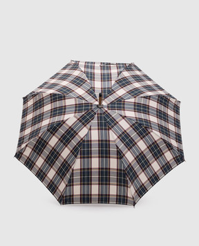 Pasotti Зонтик-трость в клетку с гравировкой логотипа OMITUO142COTONE