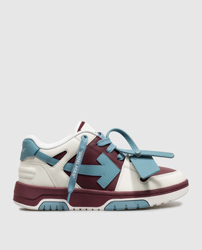 Off-White Детские бордовые кожаные кроссовки Out Of Office OF06415210
