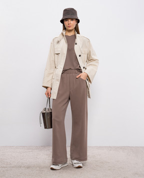 Brunello Cucinelli Коричнева футболка з ланцюжком моніль M0T81EC710