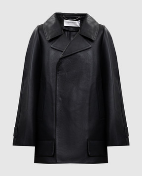 Victoria Beckham Чорна шкіряна двобортна куртка 1426LCT007639A