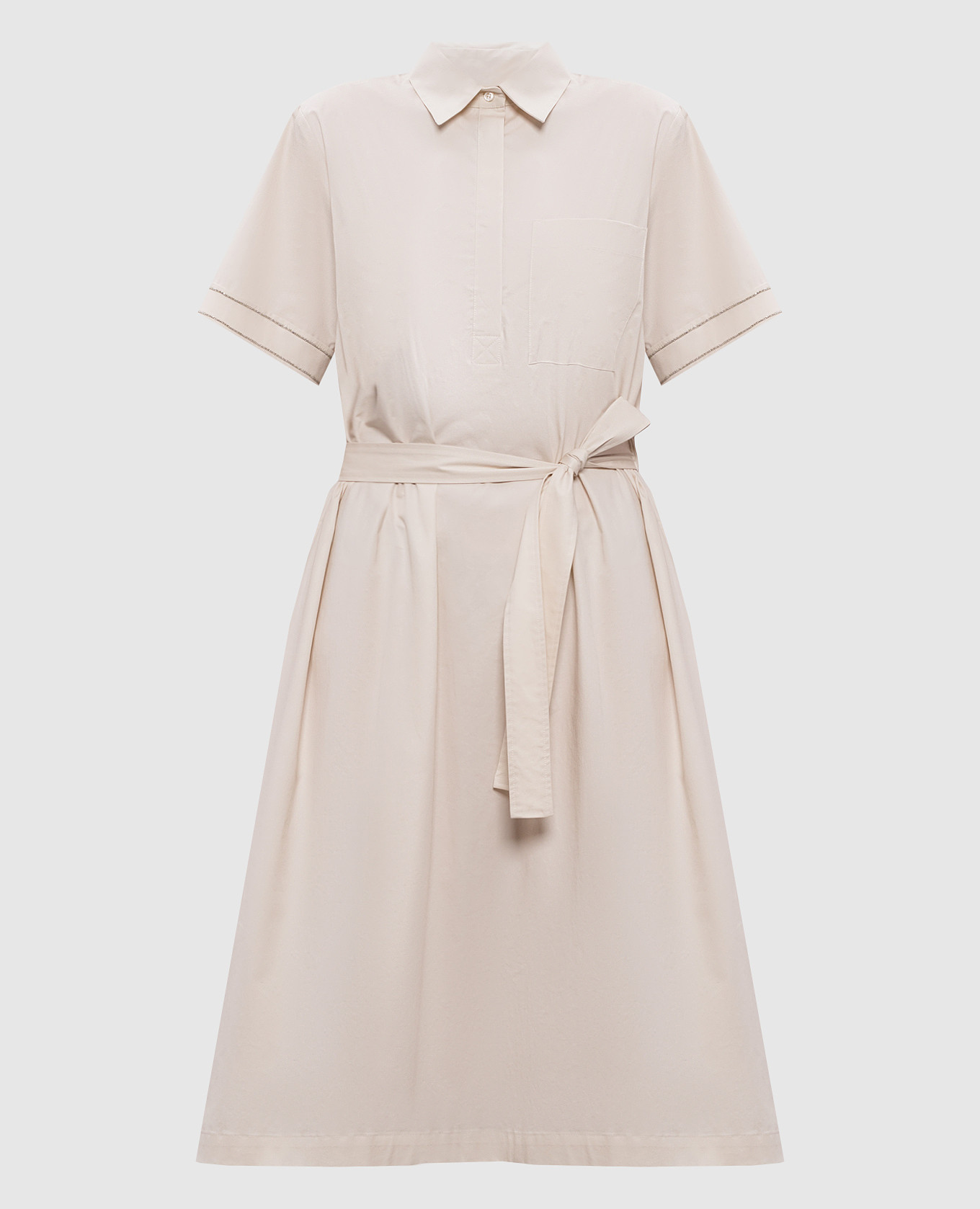 Белое платье-рубашка с цепочкой мониль