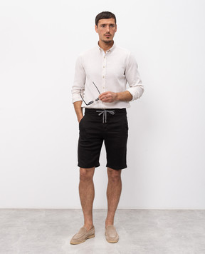 Marco Pescarolo Чорні шорти з льоном CENITO5302