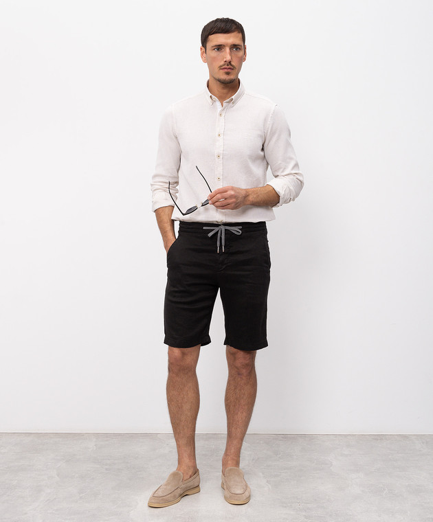 Marco Pescarolo Чорні шорти з льоном CENITO5302 зображення 2