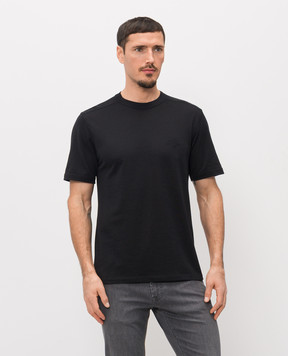 Stefano Ricci Черная футболка с шелком с вышивкой логотипа MNH6105150DJ0011