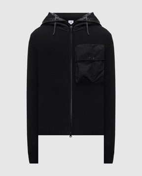 C.P. Company Чорний кардиган з вовною з капюшоном MKN245A110149M