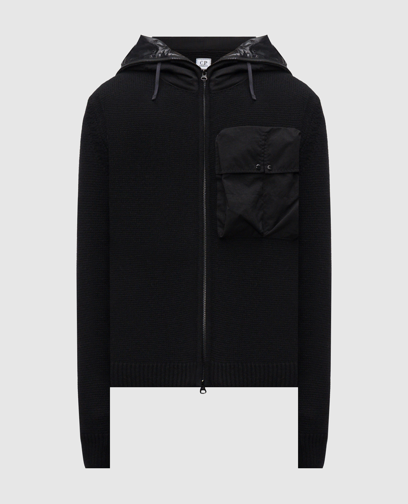 

Черный кардиган с шерстью с капюшоном, Кардиганы