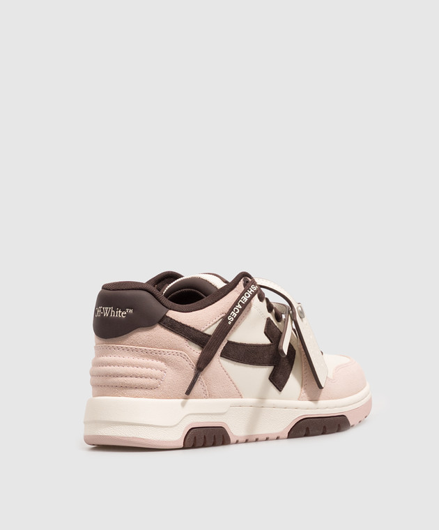 Off-White Розовые кожаные кроссовки Out Of Office OF05731655 изображение 3