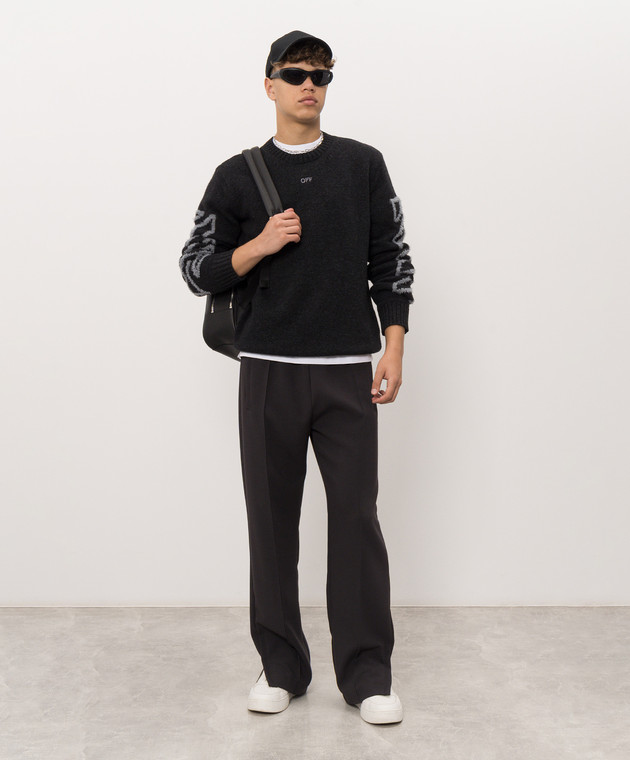 Off-White Сірий светр з вовною 44MHE087F26K001 зображення 2
