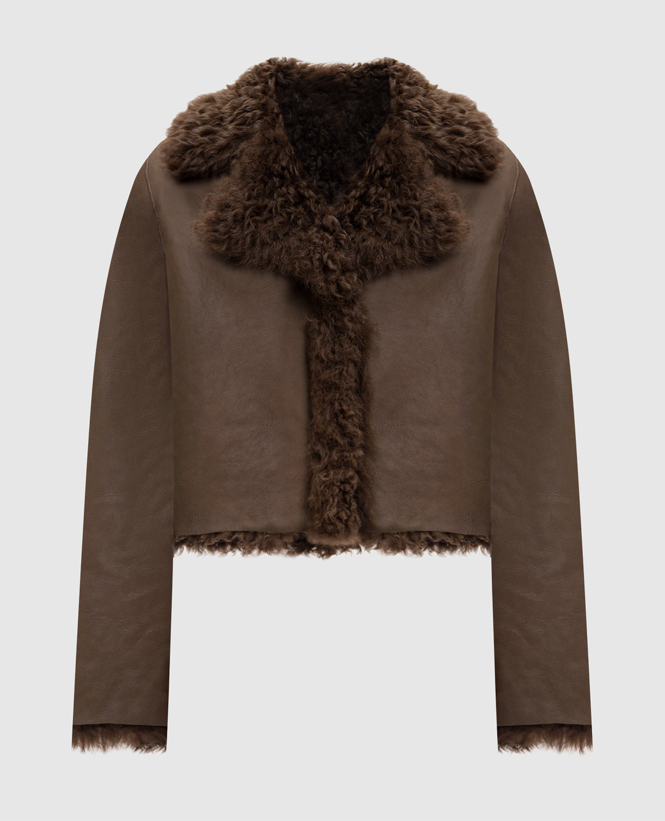 

Коричневая укороченная дубленка двусторонняя, Коричневый, Дубленки