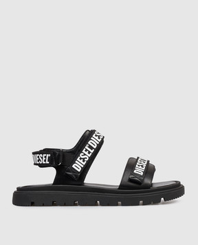 Diesel Дитячі чорні сандалі з принтом логотипа BC1067KF0183640