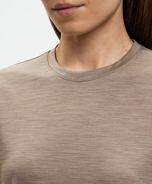 Marco Pescarolo Коричневая футболка из шерсти AMATAD53Y04 изображение 4