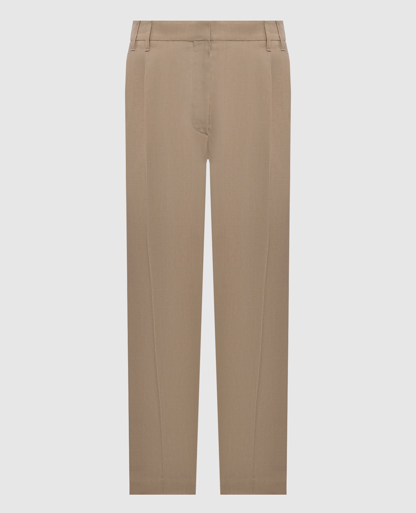 Бежевые брюки с леном с цепочкой мониль