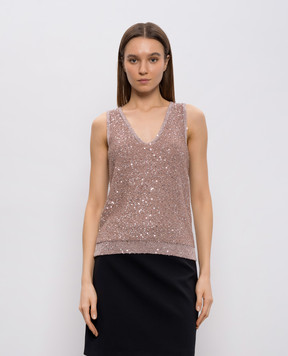 Max Mara Weekend Коричневый топ WKDTEMPO с паетками WKDTEMPO