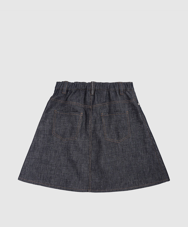 Brunello Cucinelli Дитяча синя джинсова спідниця з люрексом BB148G108B зображення 2
