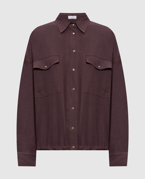 Brunello Cucinelli Бордова сорочка з льоном MH126NE416