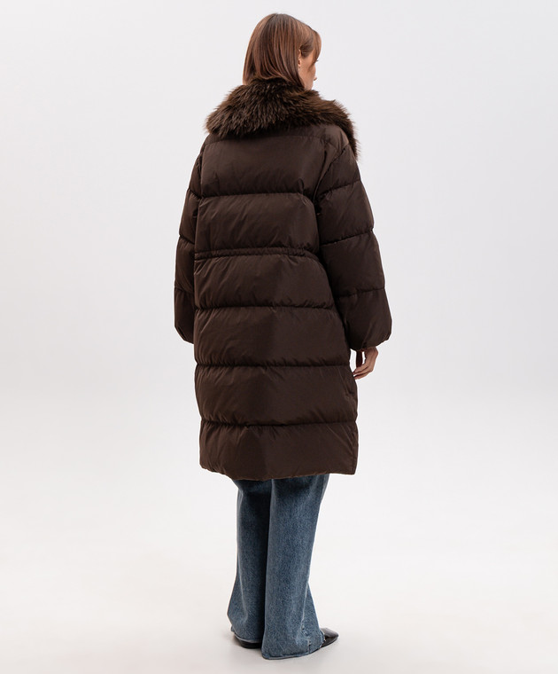 Twinset Коричневый удлиненный пуховик 262TP2363 изображение 4