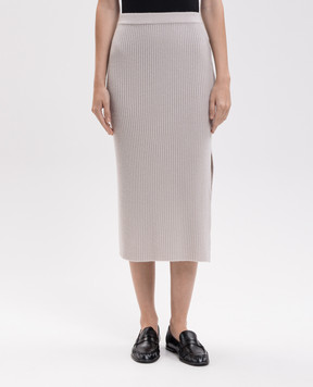 Allude Бежева спідниця з вовни і кашеміру в рубчик 26517081