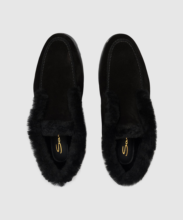 Santoni Черные замшевые дезерты на меху WUDR58457SMRAPFR изображение 4