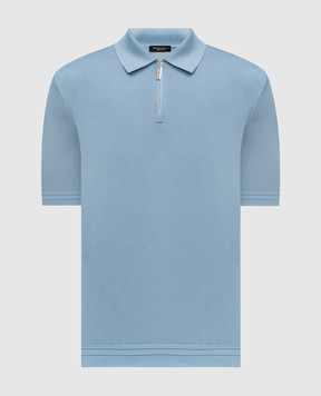 Stefano Ricci Блакитне поло із шовку з вишивкою монограми логотипа K616215P31F26101