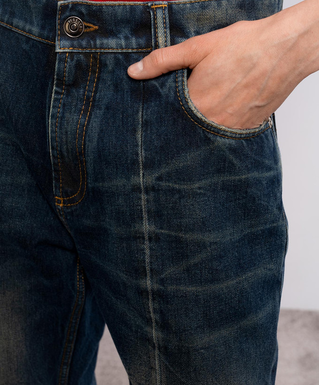 Versace Синие джинсы с винтажным эффектом 10245291A17707 изображение 5