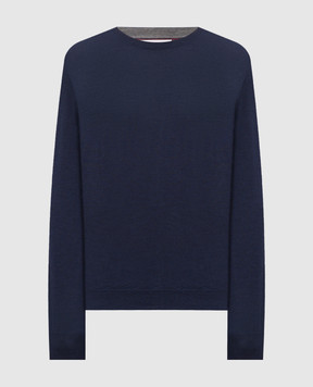 Brunello Cucinelli Джемпер синего цвета из шерсти и кашемира M2400100