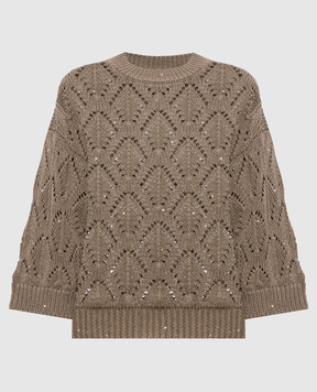 Peserico Ажурний джемпер кольору хакі A99054F0309110