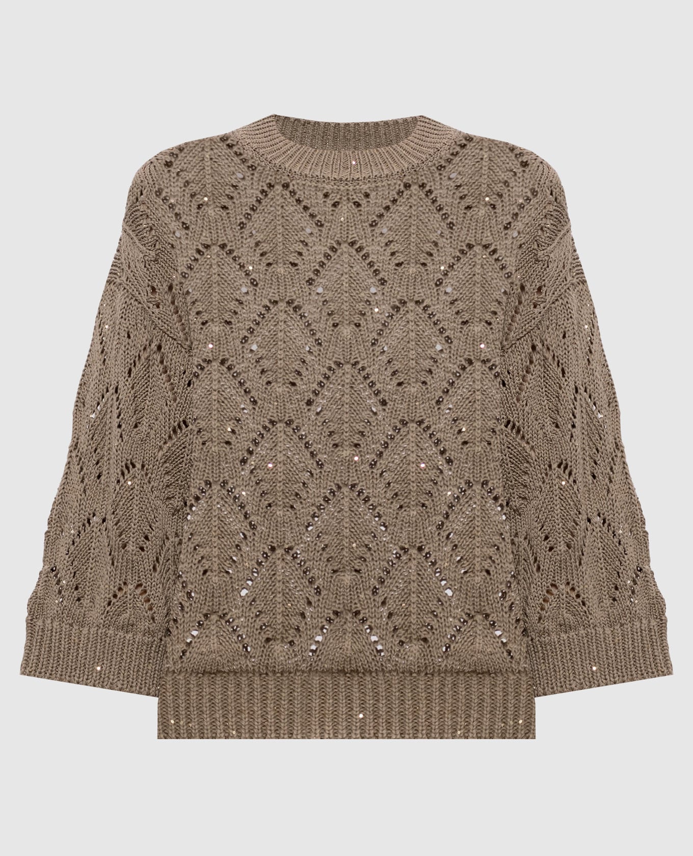 Ажурный джемпер цвета хаки