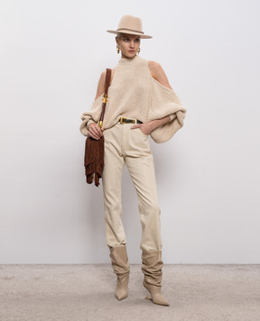 Balmain Бежевий джемпер з відкритими плечима GF0KE055KJ69