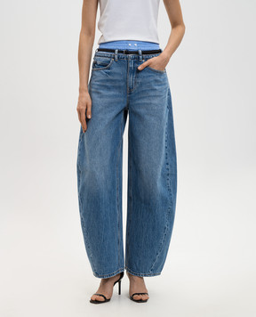 Alexander Wang Синие джинсы-бананы с фактурным логотипом 4DC2264100