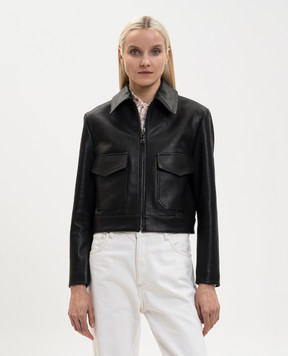 Babe Pay Pls Чорна шкіряна куртка з відкладним коміром 2424ИЗМAMAZON