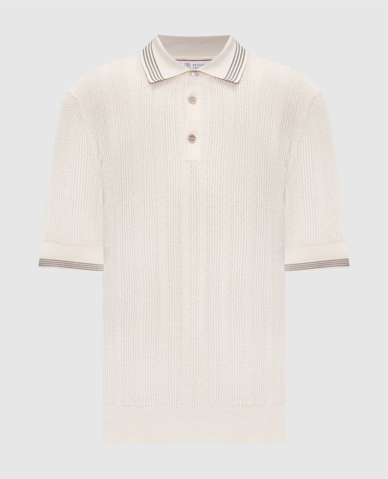 Поло цвета айвори с контрастными полосками