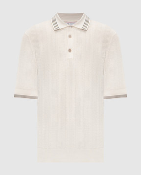 Brunello Cucinelli Поло цвета айвори с контрастными полосками M29204205P