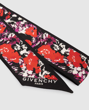 Givenchy Стрічка твіллі із шовку в квітковий принт 710010121001