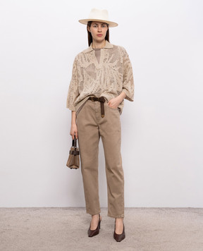 Brunello Cucinelli Бежевий пуловер з льону MDT771005