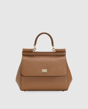 Dolce&Gabbana Коричневая кожаная сумка Sicily BB6003B1001