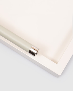 Giobagnara Бежевый большой лакированный поднос с кожей VGLPIVORYCHROMERV109RV109