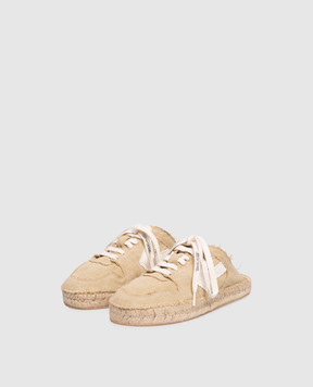 Off-White Бежевые кроссовки-мюли с нашивкой эмблемы OMIB00AS26FAB001