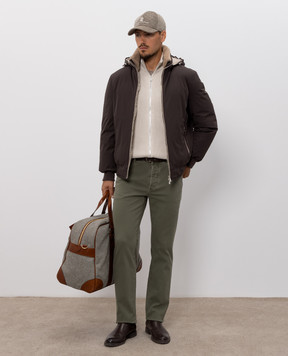 Brunello Cucinelli Коричневая футболка с вышивкой надписи M0B138518