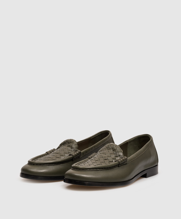 Bottega Veneta Зеленые кожаные лоферы Silenzio 876126VBSDO изображение 2