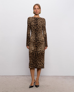 Dolce&Gabbana Коричнева сукня в леопардовий принт F6GAVTFSRKY