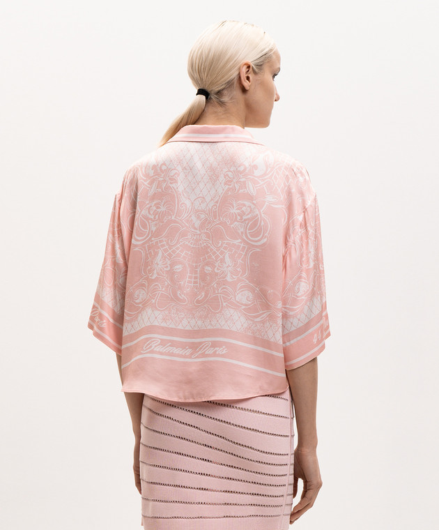 Balmain Рожева укорочена блуза Foulard HF1ALB35VJ12 зображення 3