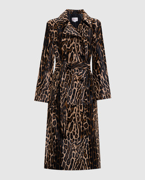 Babe Pay Pls Двобортне шкіряне пальто в анімалістичний принт 2517PONI