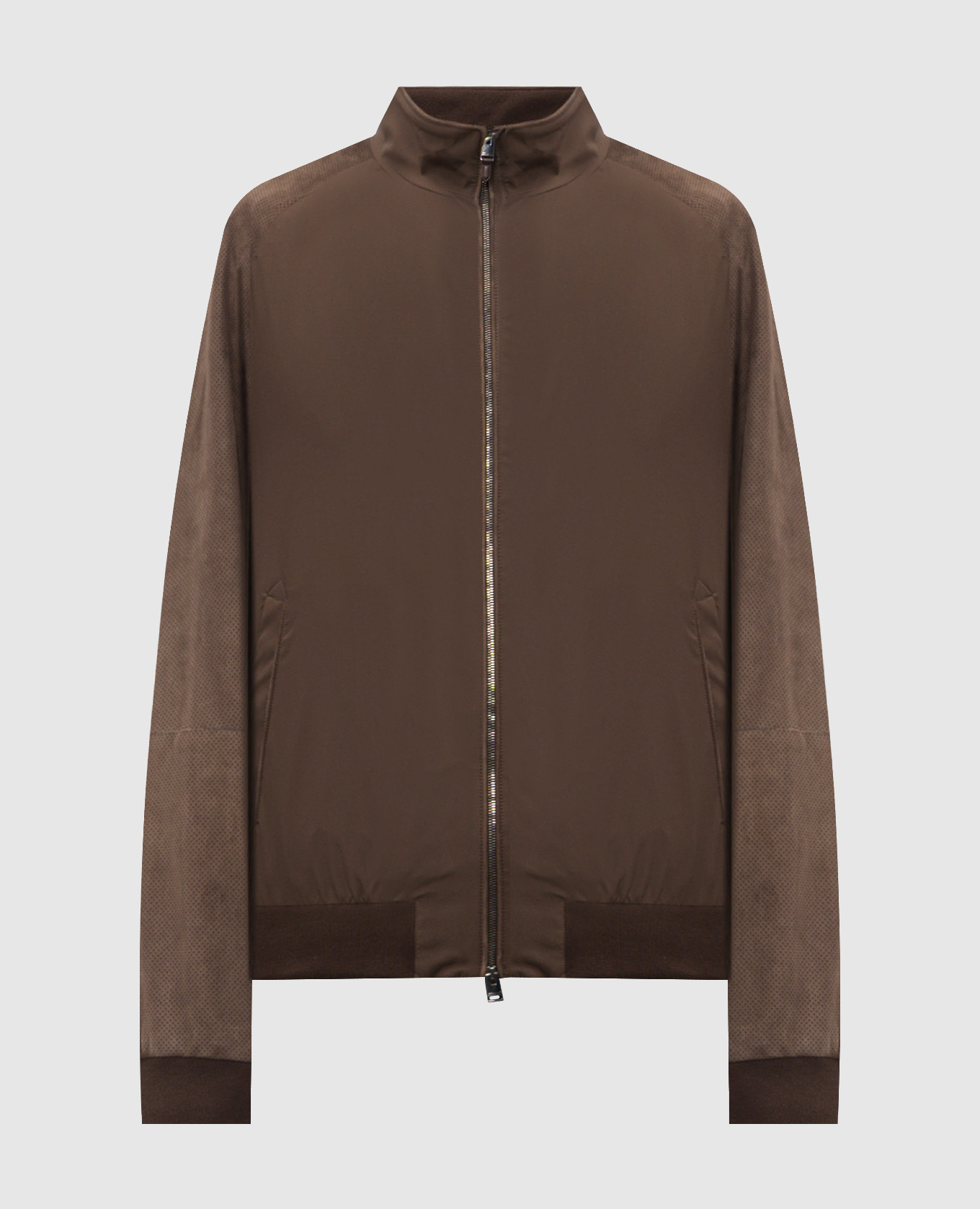 Коричневая комбинированная куртка с замшей