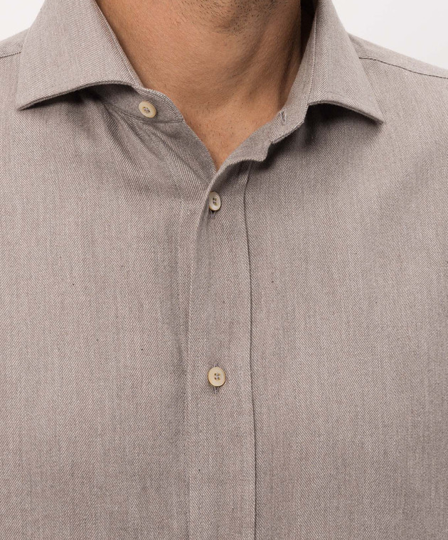 Brunello Cucinelli Серая рубашка в узор MY6370627 изображение 5