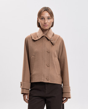 Twinset Бежевое укороченное пальто с шерстью 262TP2010