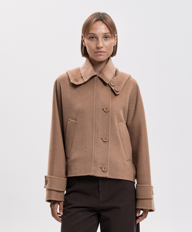 Twinset Бежевое укороченное пальто с шерстью 262TP2010 изображение 3