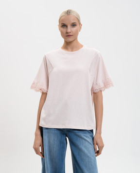 Twinset Рожева футболка з мереживом 261TP2110