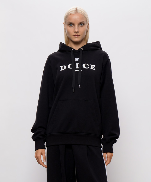 Dolce&Gabbana Чорне худі з принтом логотипа F9U75ZHU7P4 зображення 3