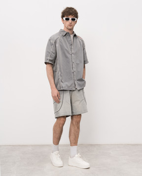 Off-White Серая рубашка с вышивкой логотипа 44XGG01IS26F001