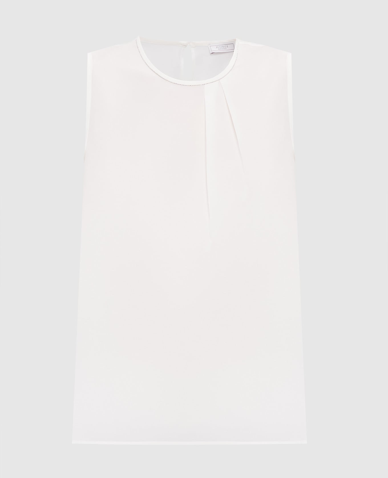 Белый топ из шелка с цепочкой мониль